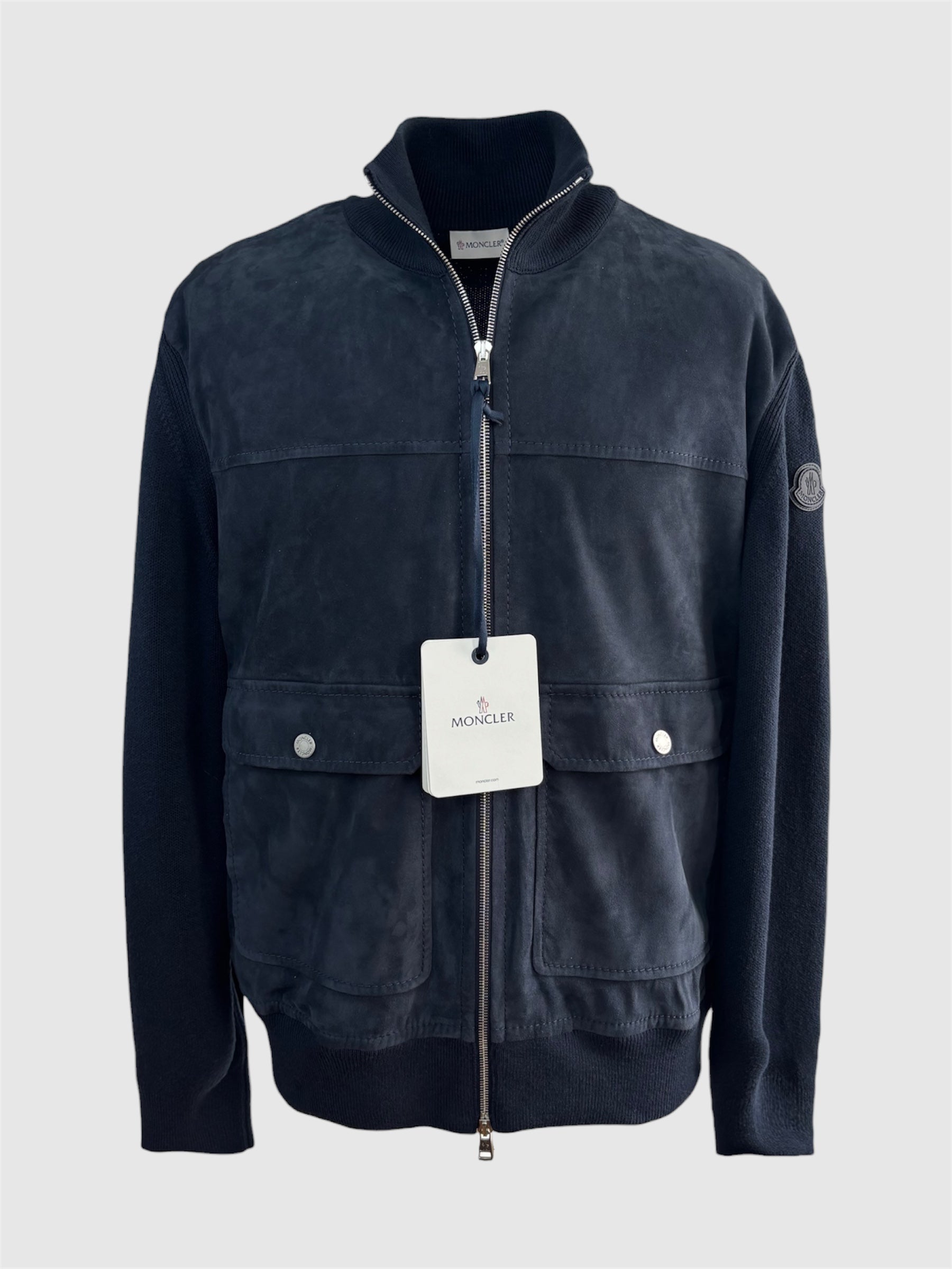 Moncler Padded Suede Cardigan Jacket