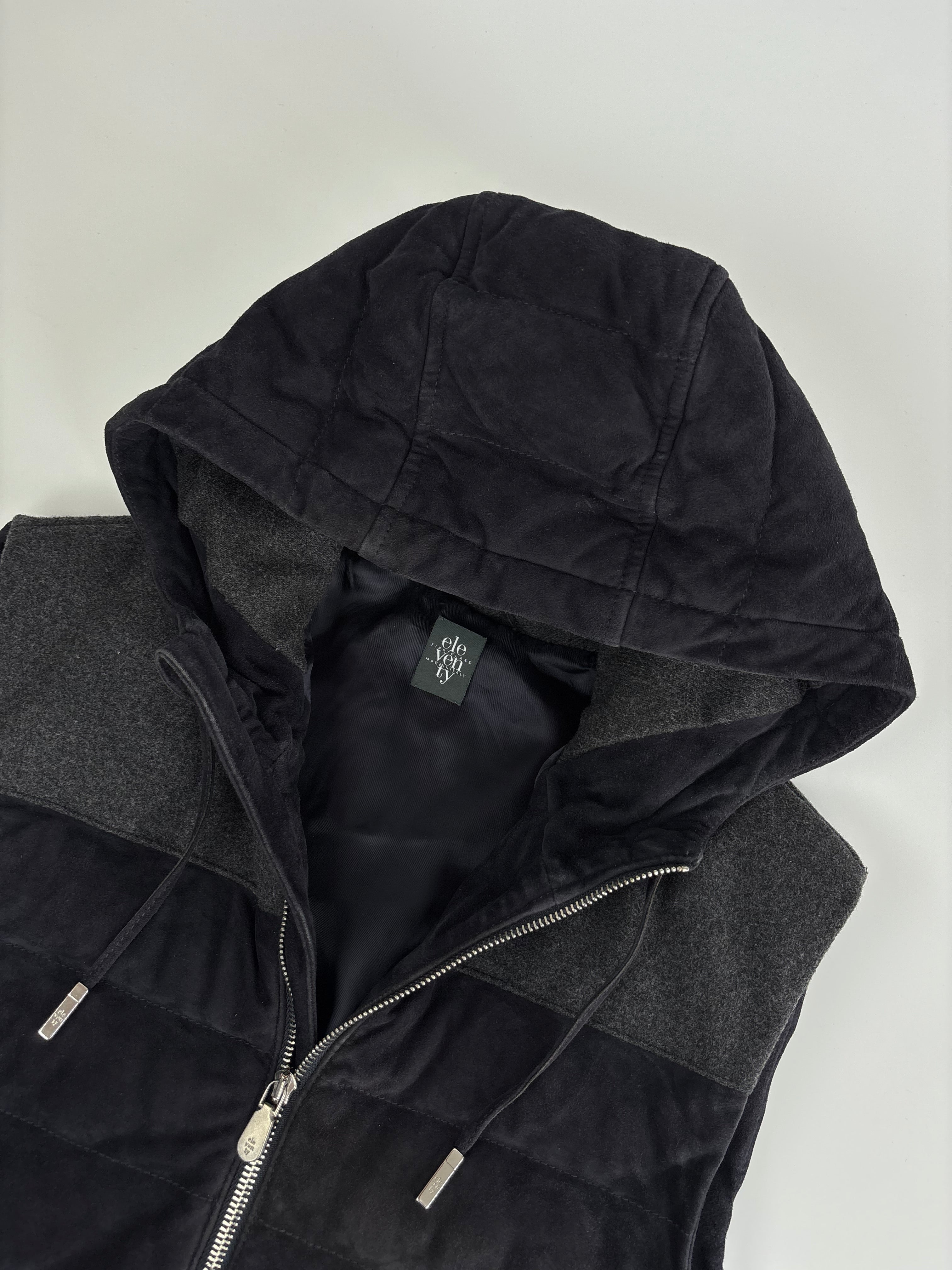 Eleventy Hooded Suede Vest