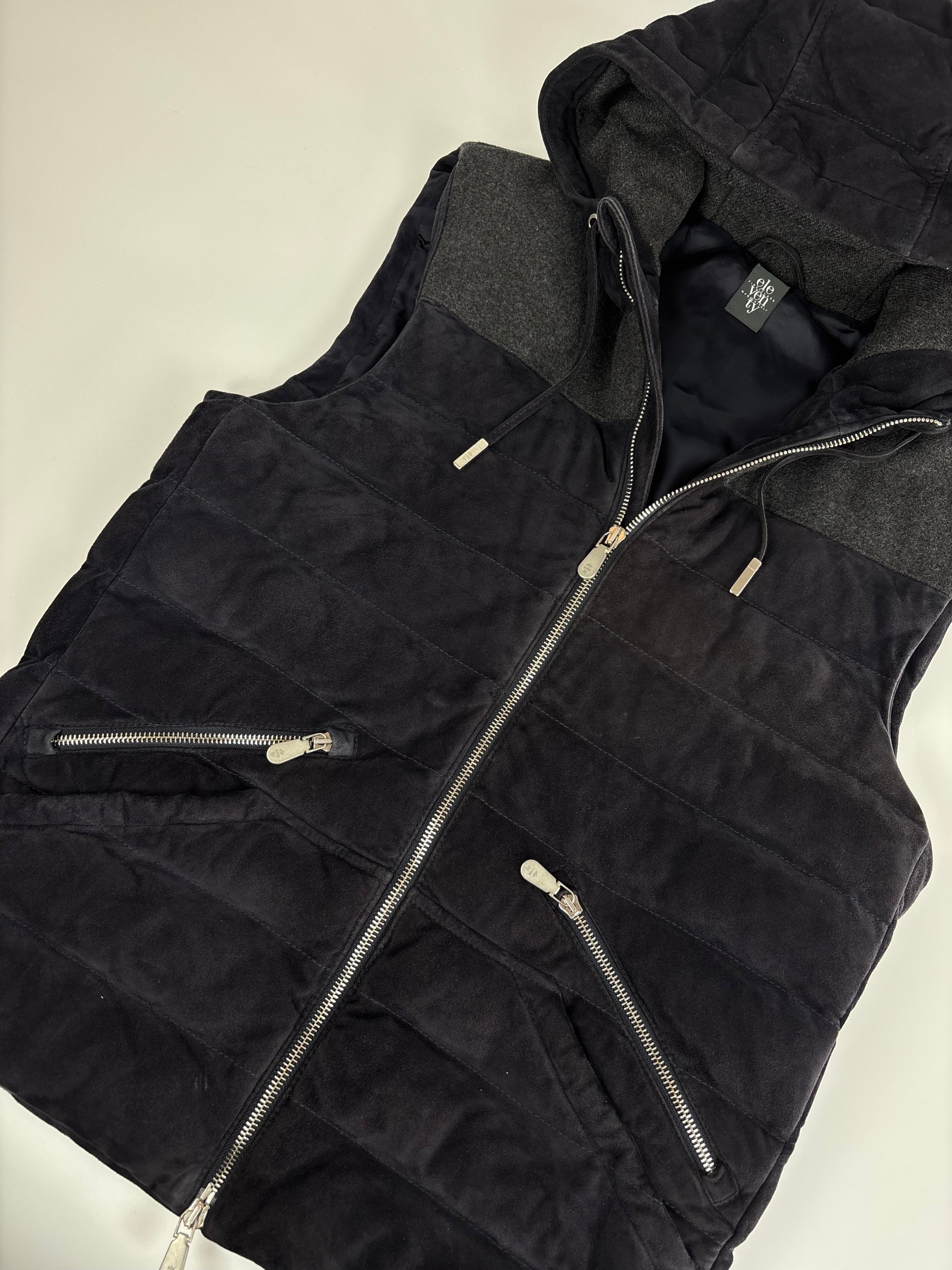 Eleventy Hooded Suede Vest
