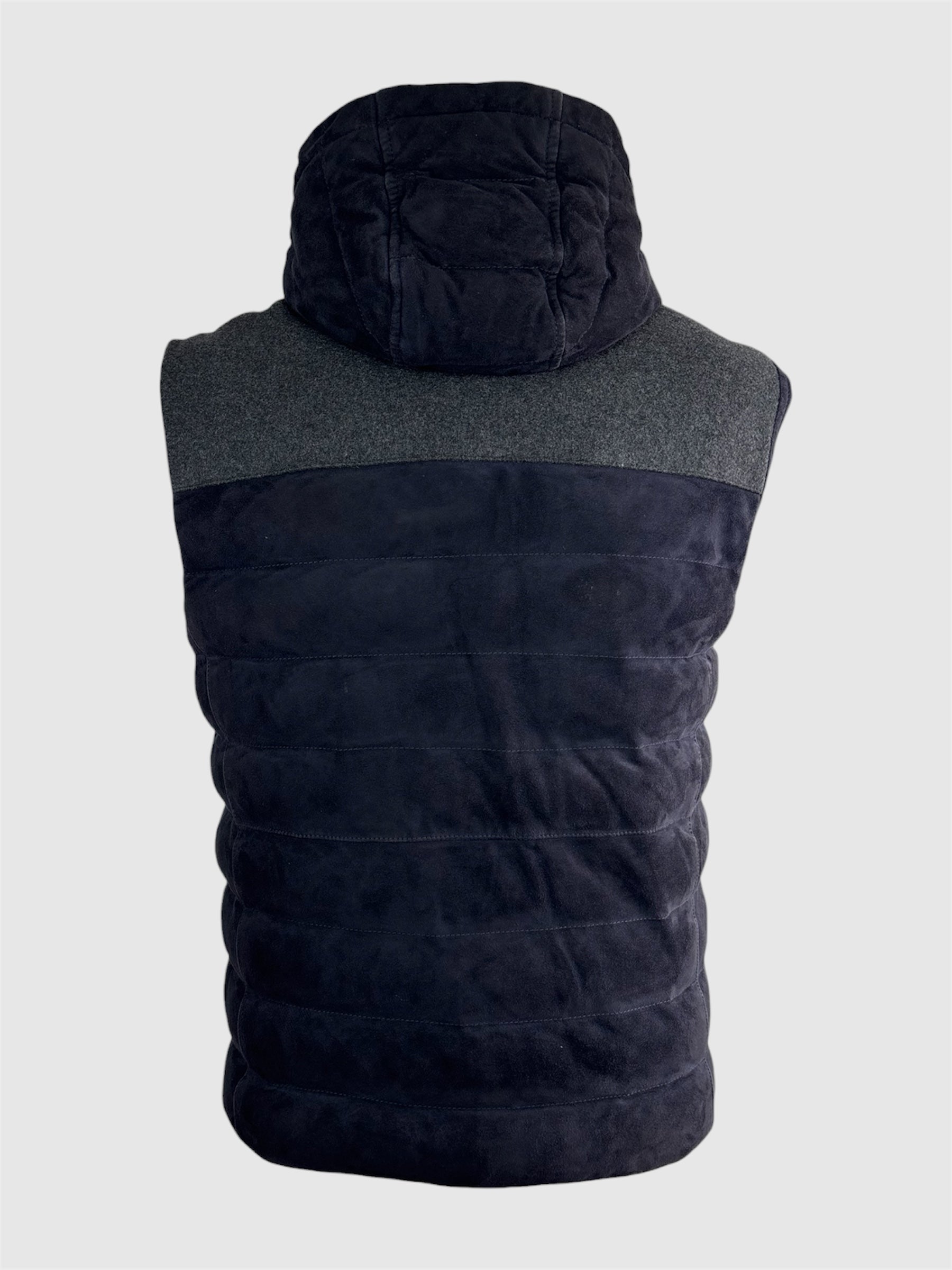 Eleventy Hooded Suede Vest