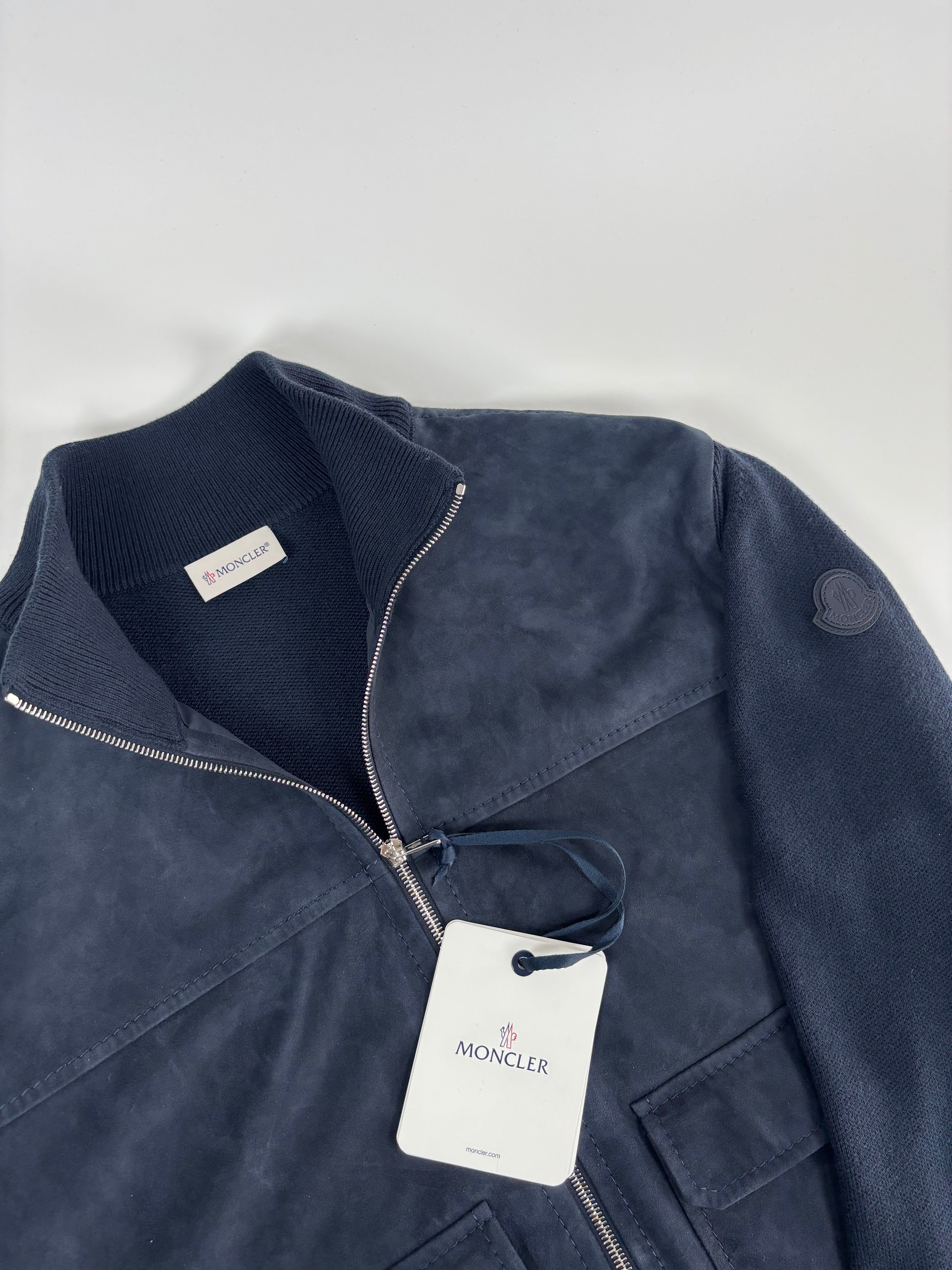Moncler Padded Suede Cardigan Jacket