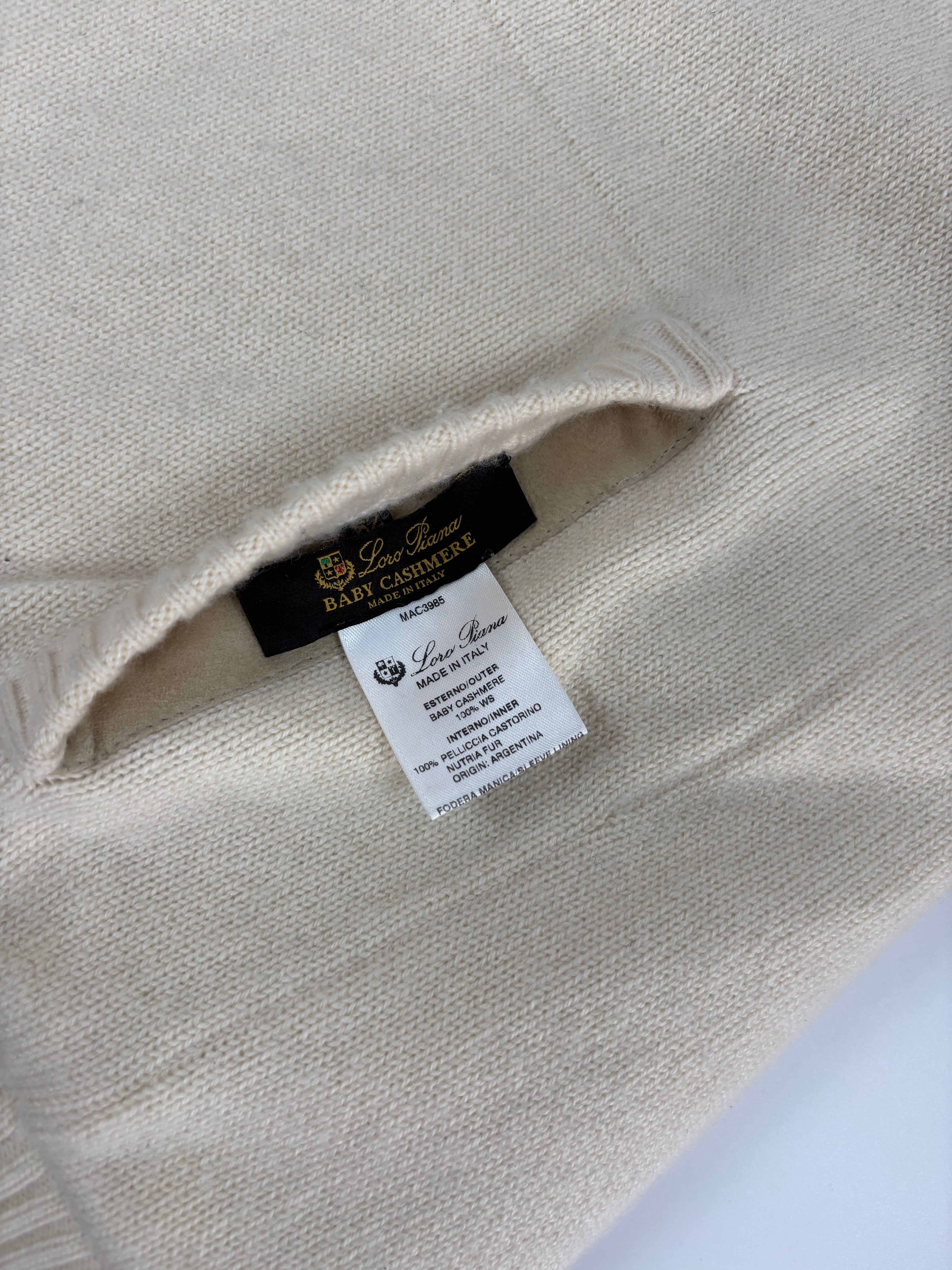 Loro Piana Baby Cashmere Castorino Fur Cardigan