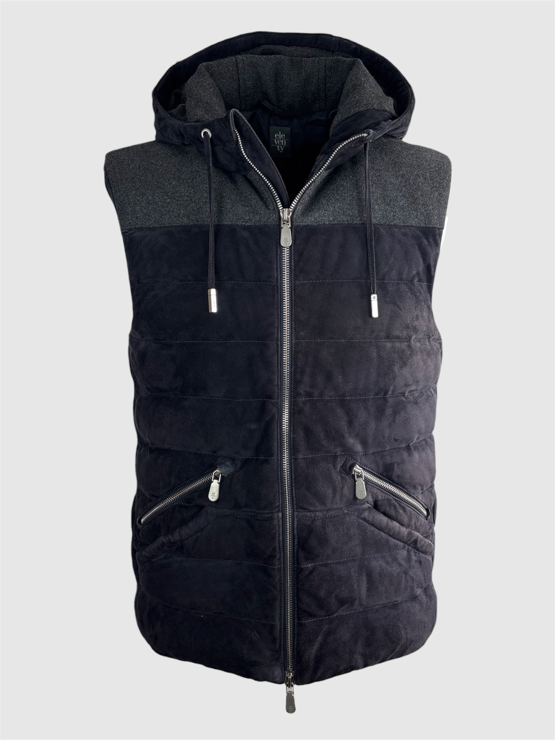 Eleventy Hooded Suede Vest